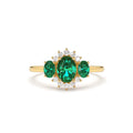 Three Stone Emerald Cluster Ring in 14K Gold — view 1