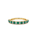 Unique Princess Cut Emerald and Baguette Diamond Ring in 14K Gold — view 1