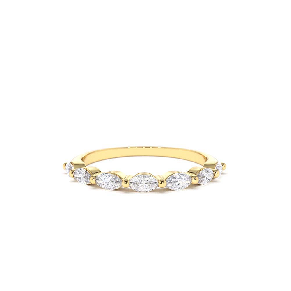 Marquise Cut Diamond Anniversary Band in 14K Gold — view 1