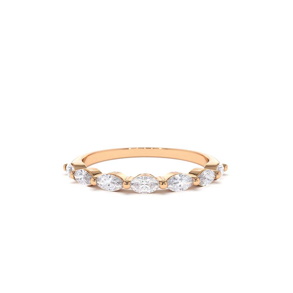 Marquise Cut Diamond Anniversary Band in 14K Gold — view 5