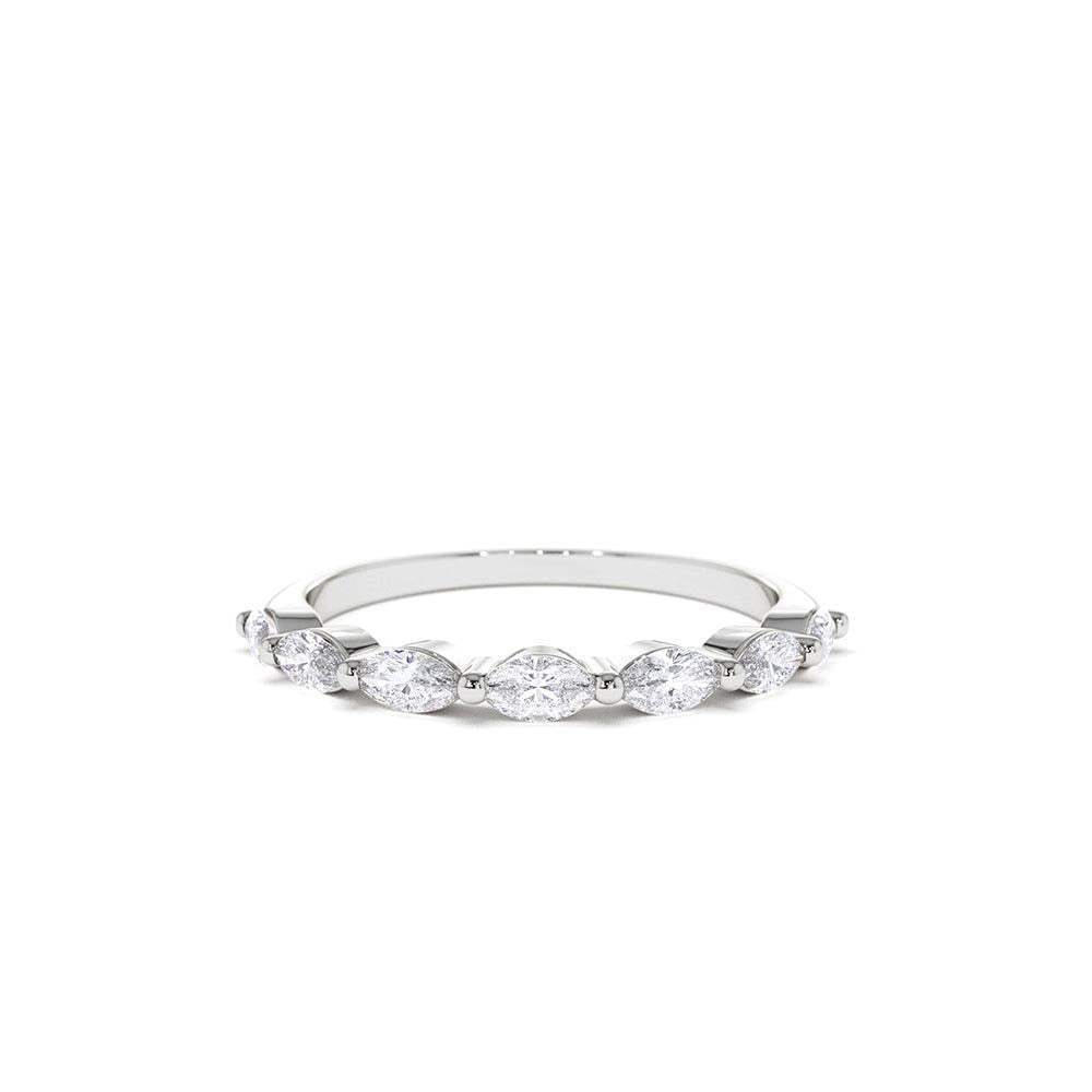 Marquise Cut Diamond Anniversary Band in 14K Gold — view 4