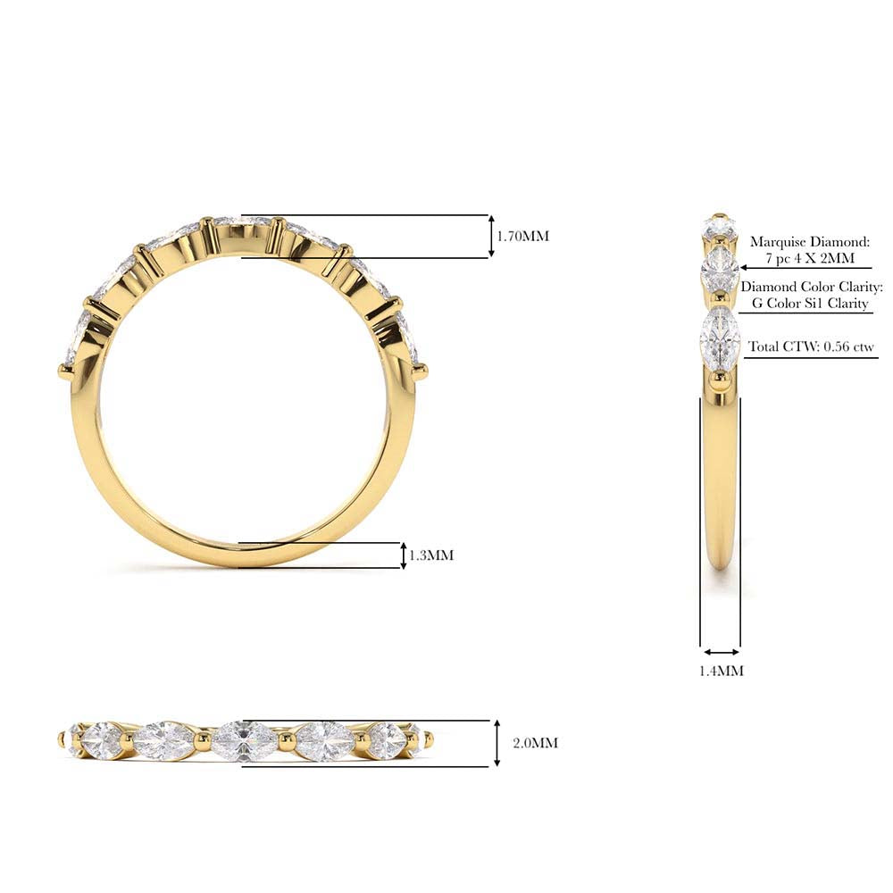 Marquise Cut Diamond Anniversary Band in 14K Gold — view 3