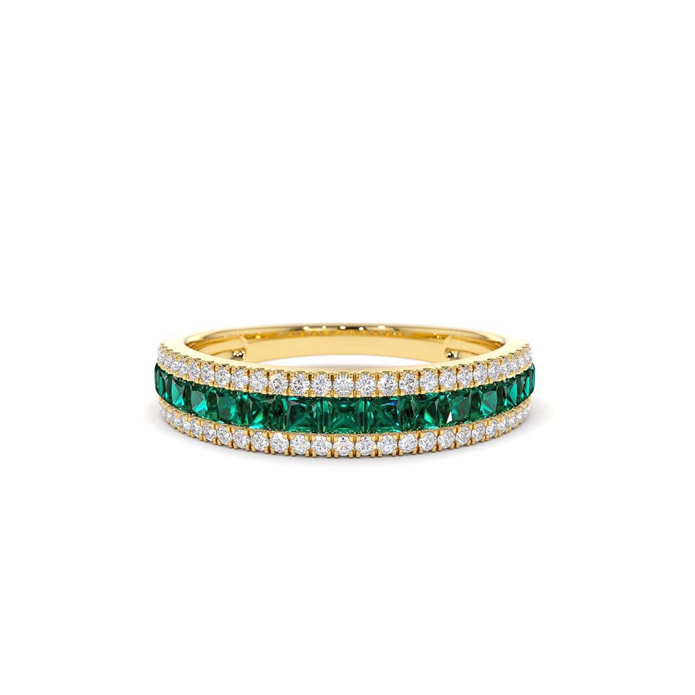 Half Eternity Square Emerald Anniversary Ring in 14K Gold — view 1