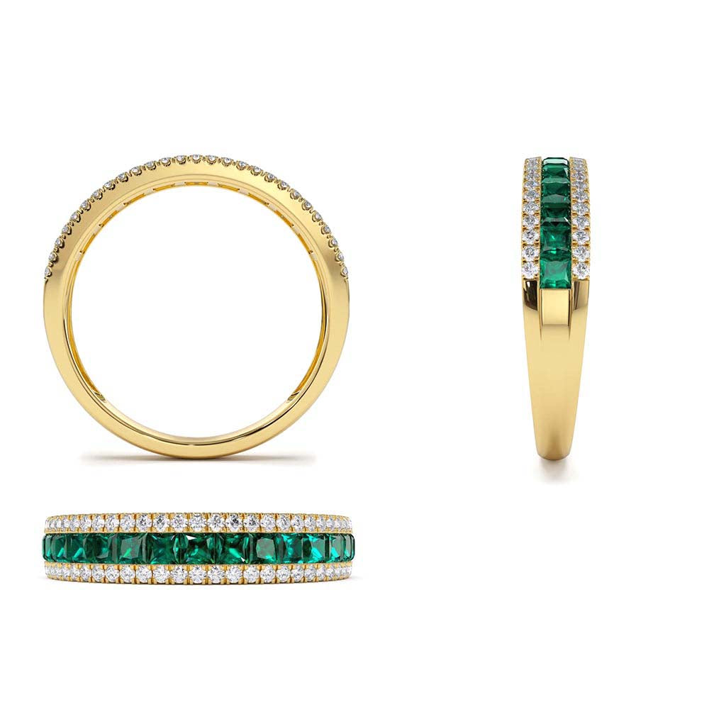 Half Eternity Square Emerald Anniversary Ring in 14K Gold — view 3