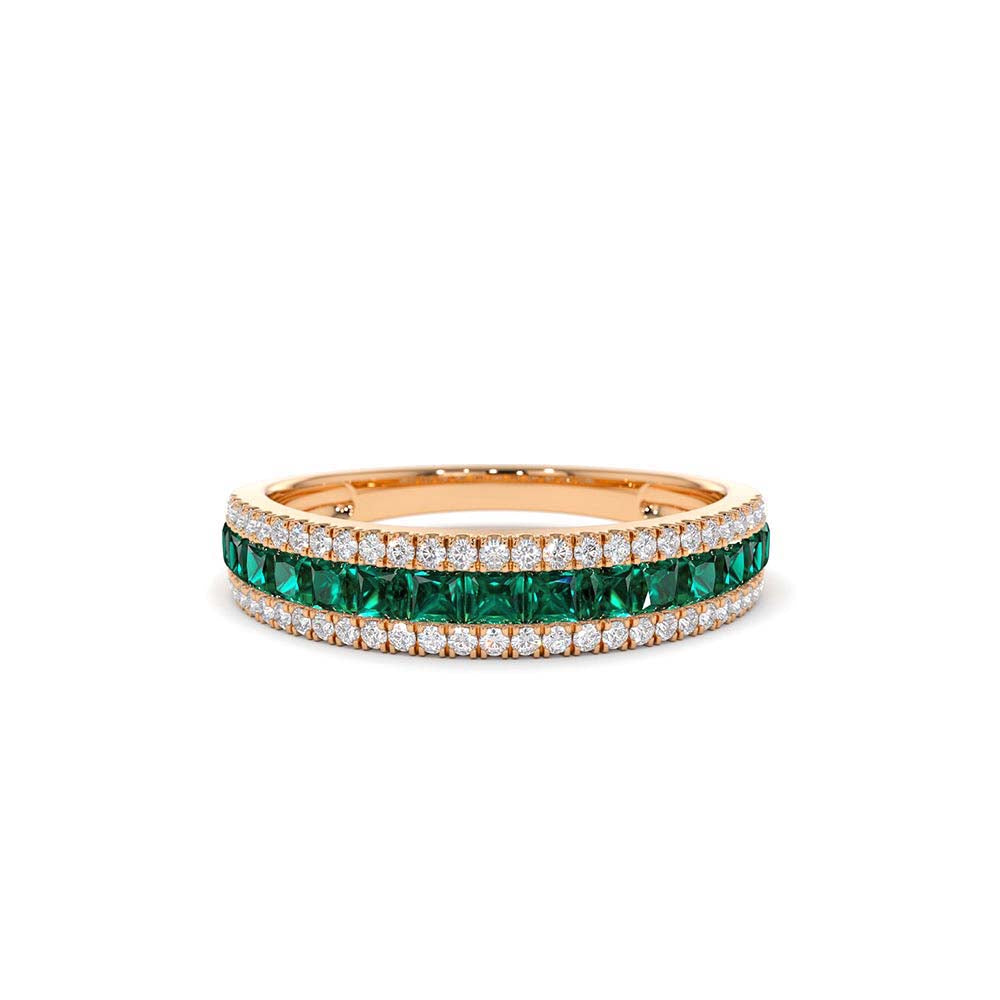 Half Eternity Square Emerald Anniversary Ring in 14K Gold — view 5