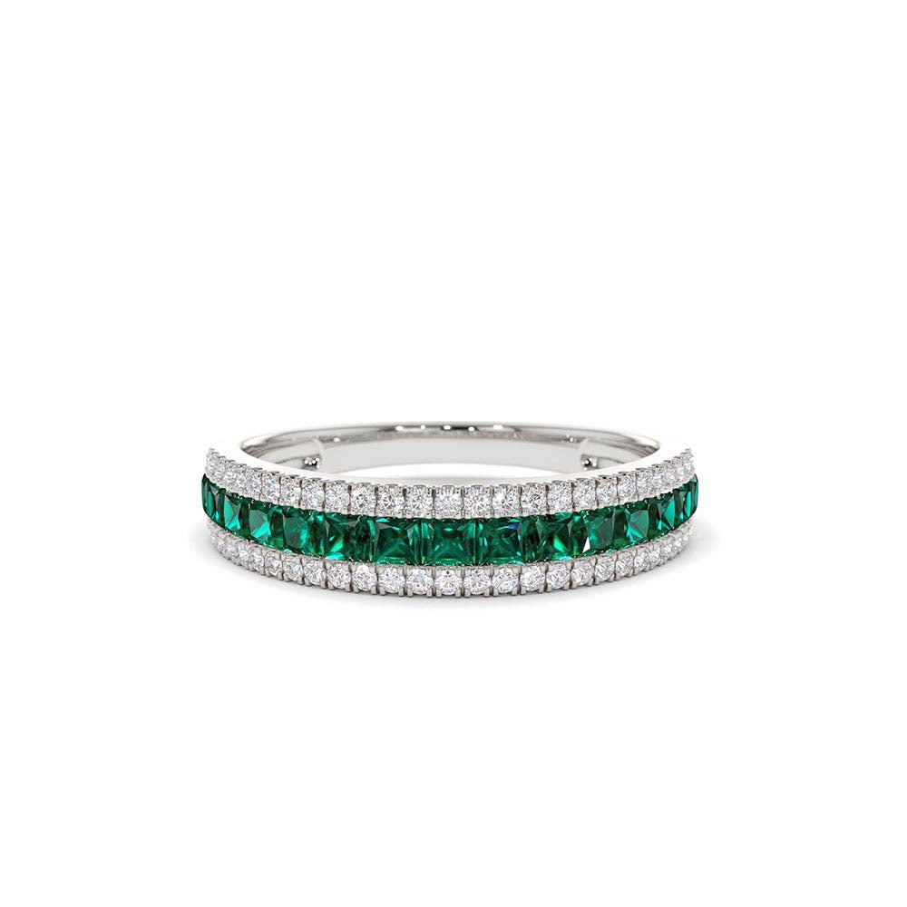 Half Eternity Square Emerald Anniversary Ring in 14K Gold — view 4