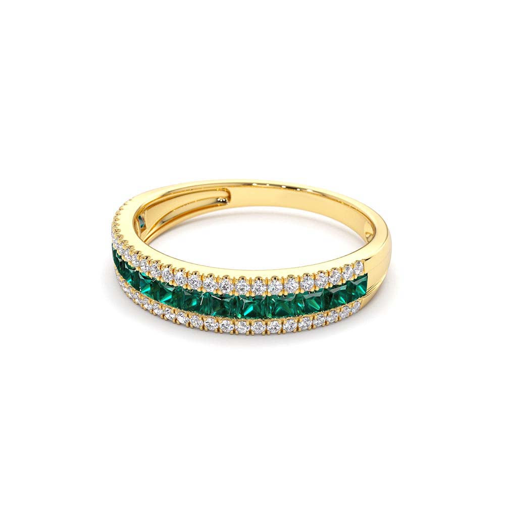 Half Eternity Square Emerald Anniversary Ring in 14K Gold — view 2