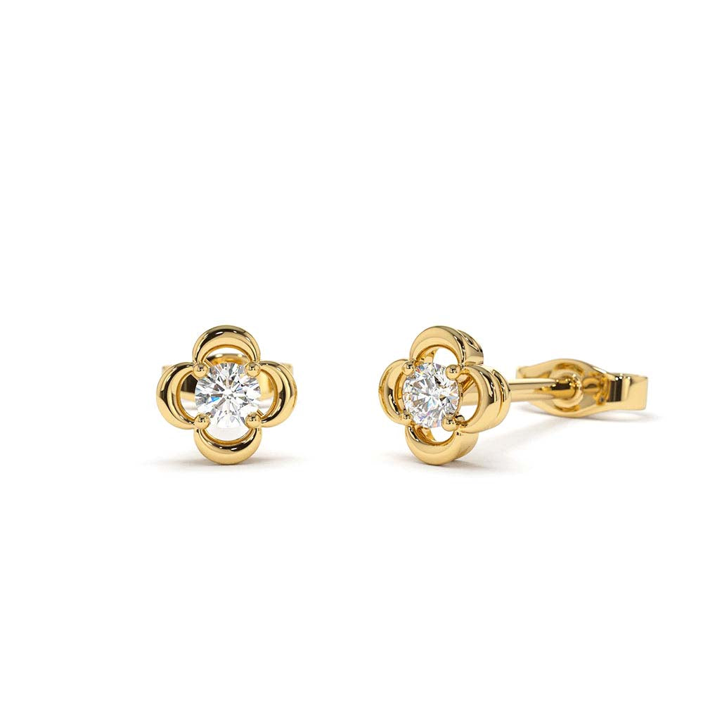 Diamond Clover Earrings in 14K Gold — view 1