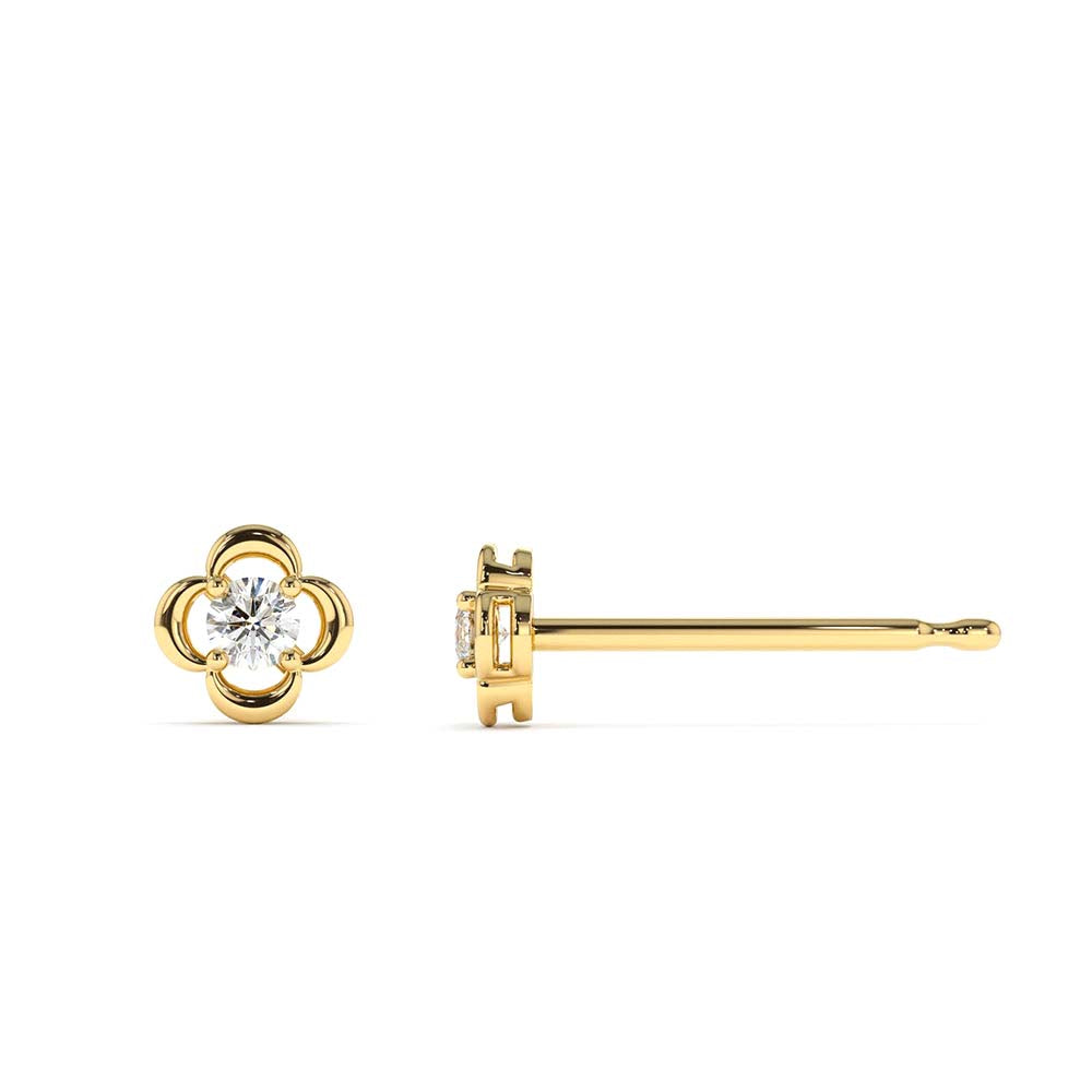 Diamond Clover Earrings in 14K Gold — view 2