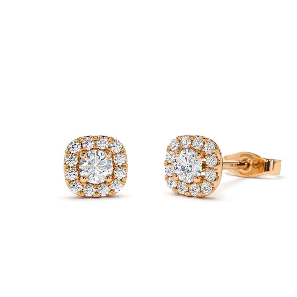 Halo Setting Diamond Studs in 14K Gold — view 3