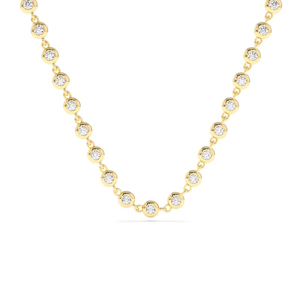Bezel Setting Diamond Tennis Necklace in 14K Gold — view 1