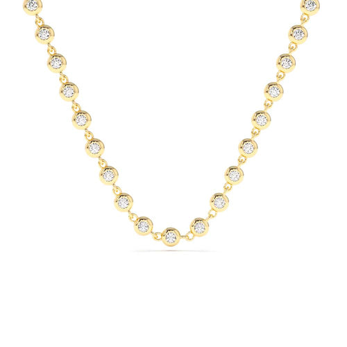 Bezel Setting Diamond Tennis Necklace in 14K Gold — view 1