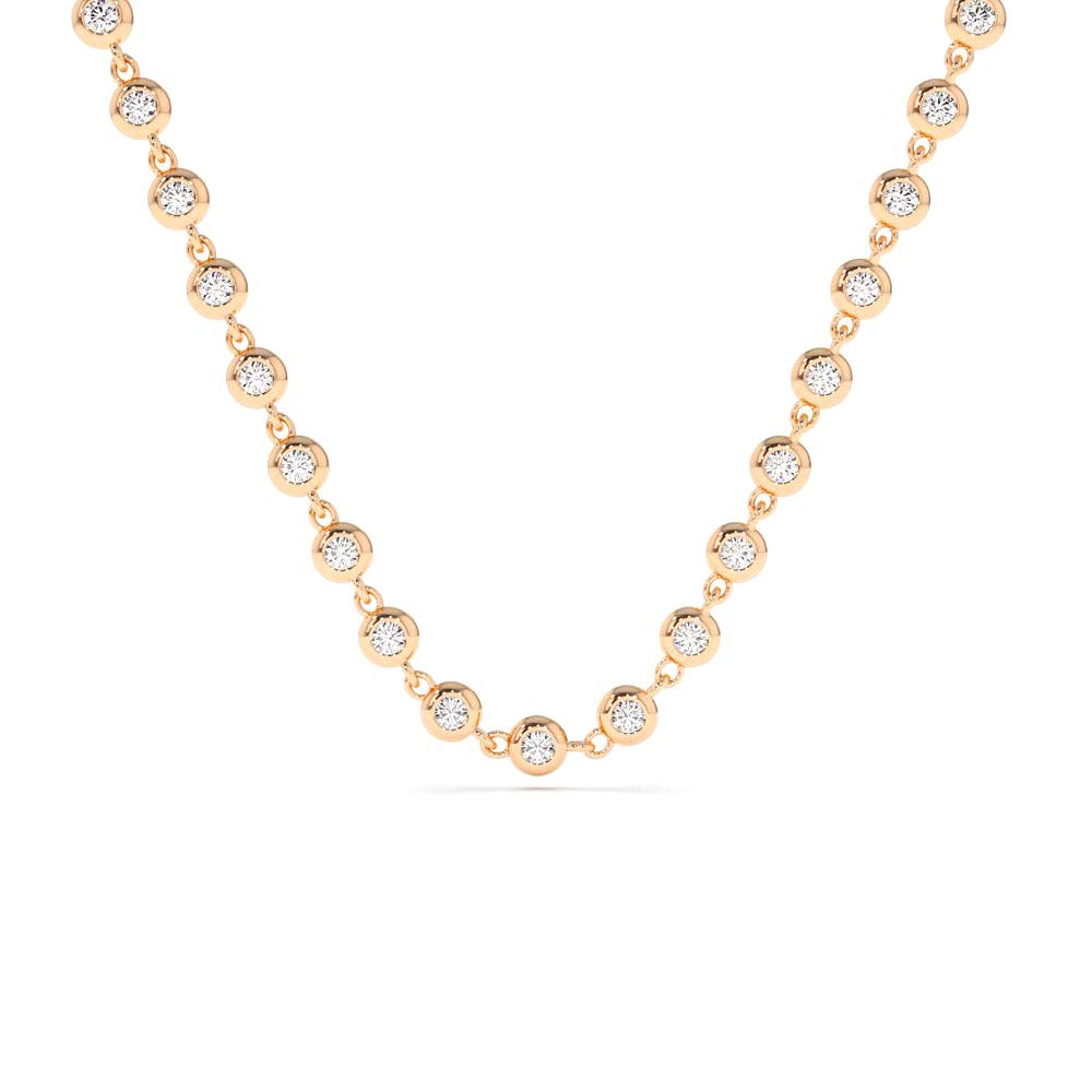Bezel Setting Diamond Tennis Necklace in 14K Gold — view 4
