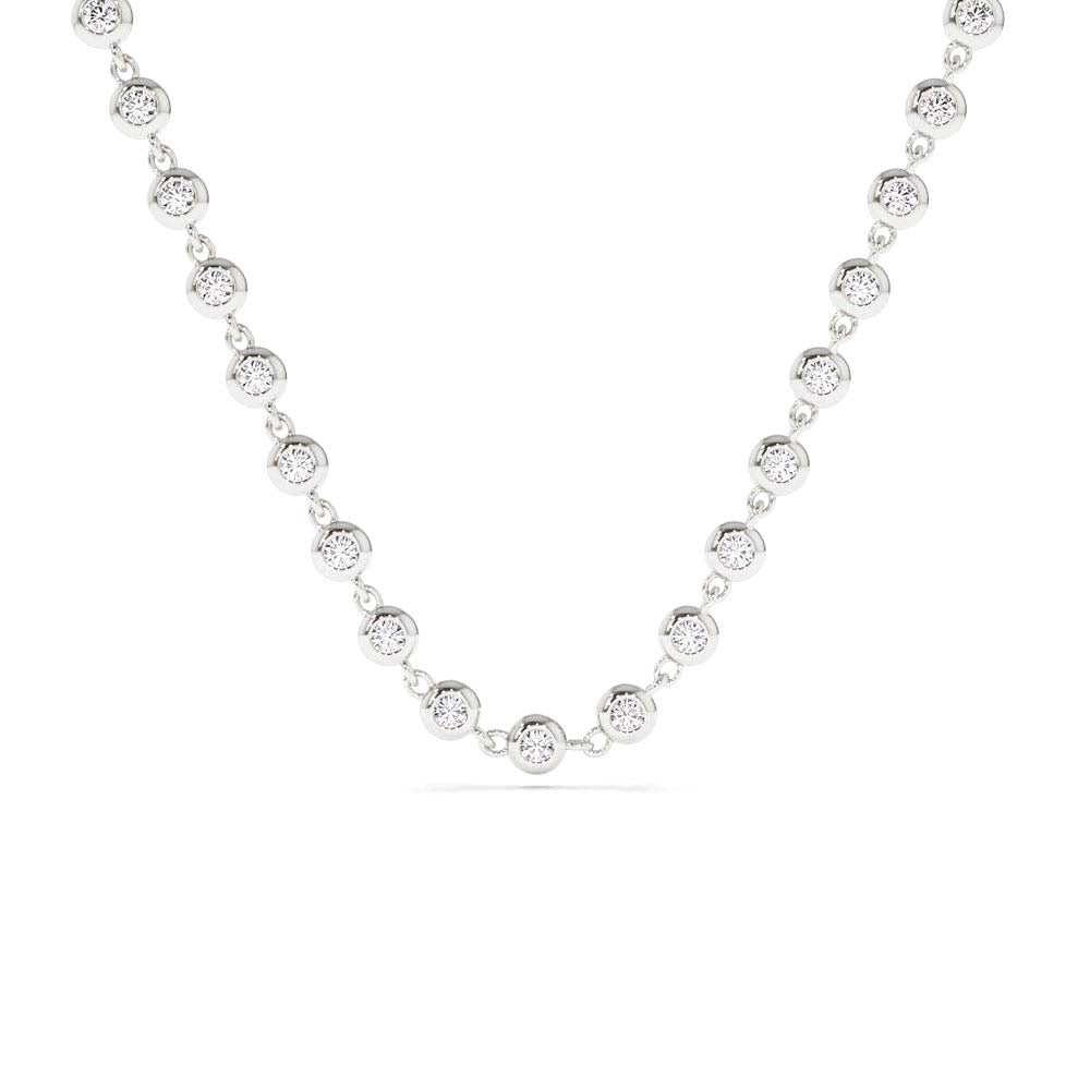 Bezel Setting Diamond Tennis Necklace in 14K Gold — view 3