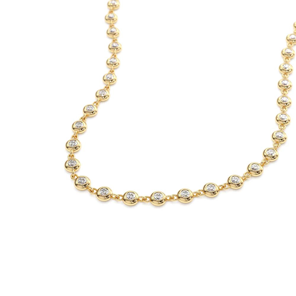 Bezel Setting Diamond Tennis Necklace in 14K Gold — view 2