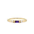 Baguette Amethyst With Diamond Ring in 14K Gold — view 1