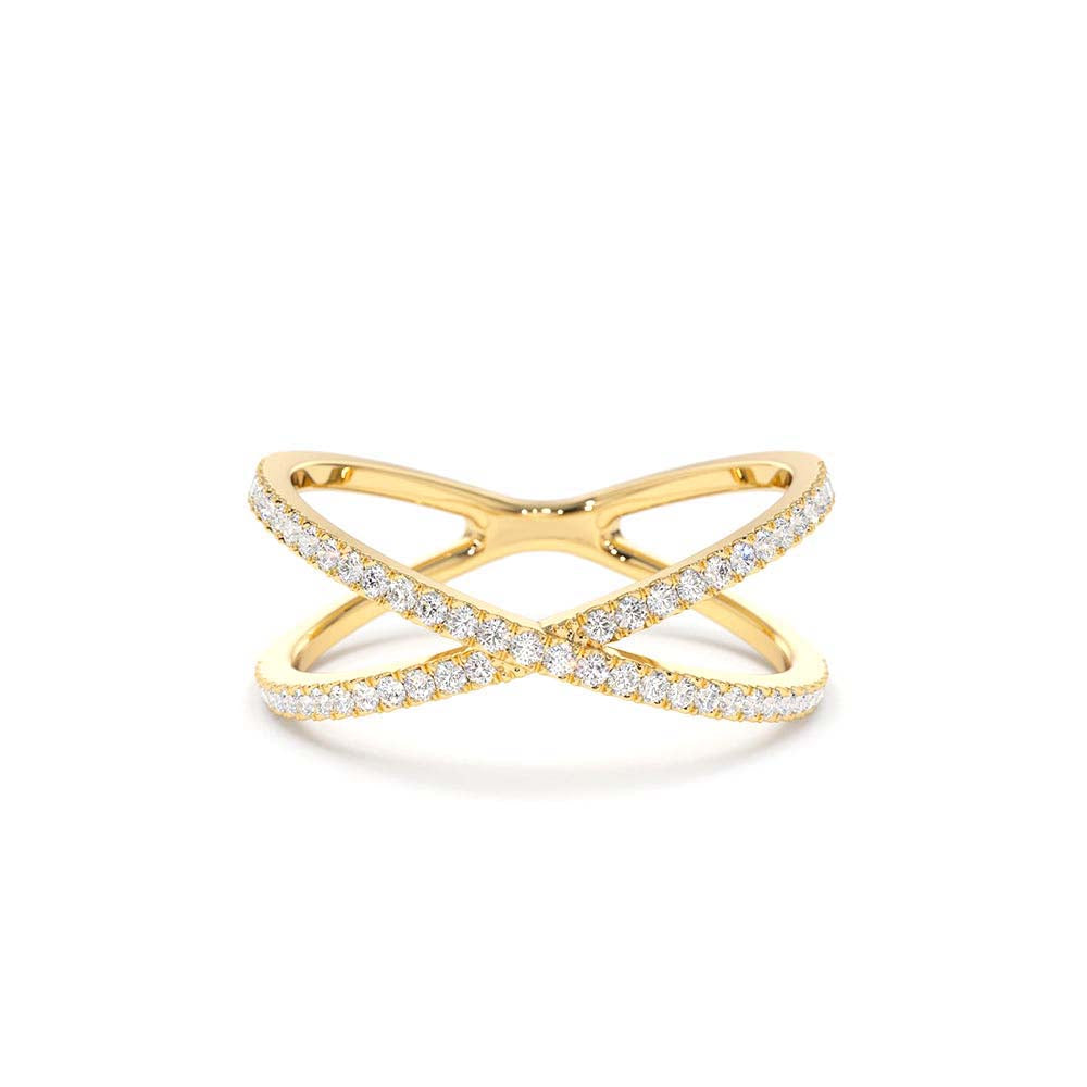 Diamond Criss Cross Pave Ring in 14K Gold — view 1