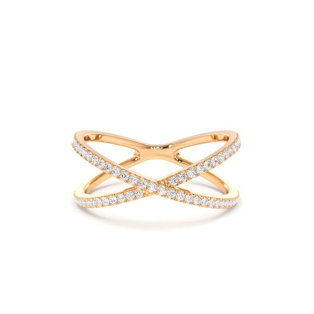 Diamond Criss Cross Pave Ring in 14K Gold — view 4