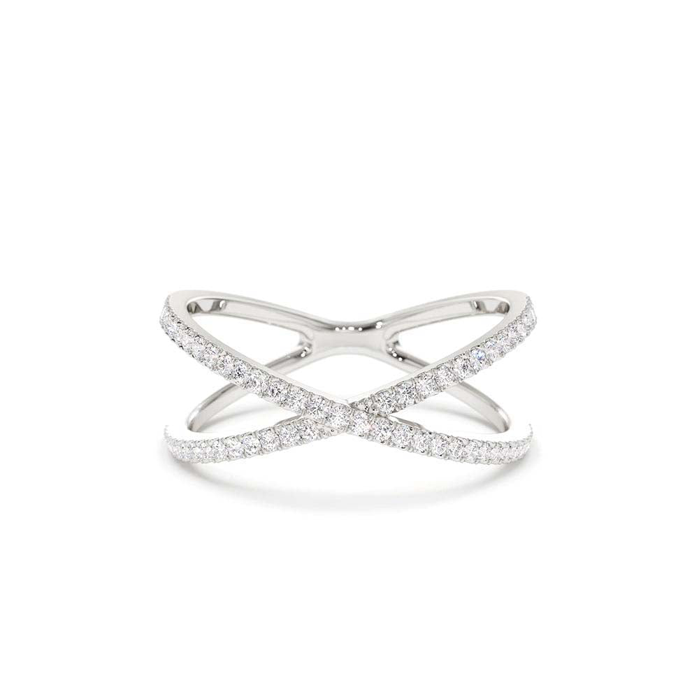 Diamond Criss Cross Pave Ring in 14K Gold — view 3