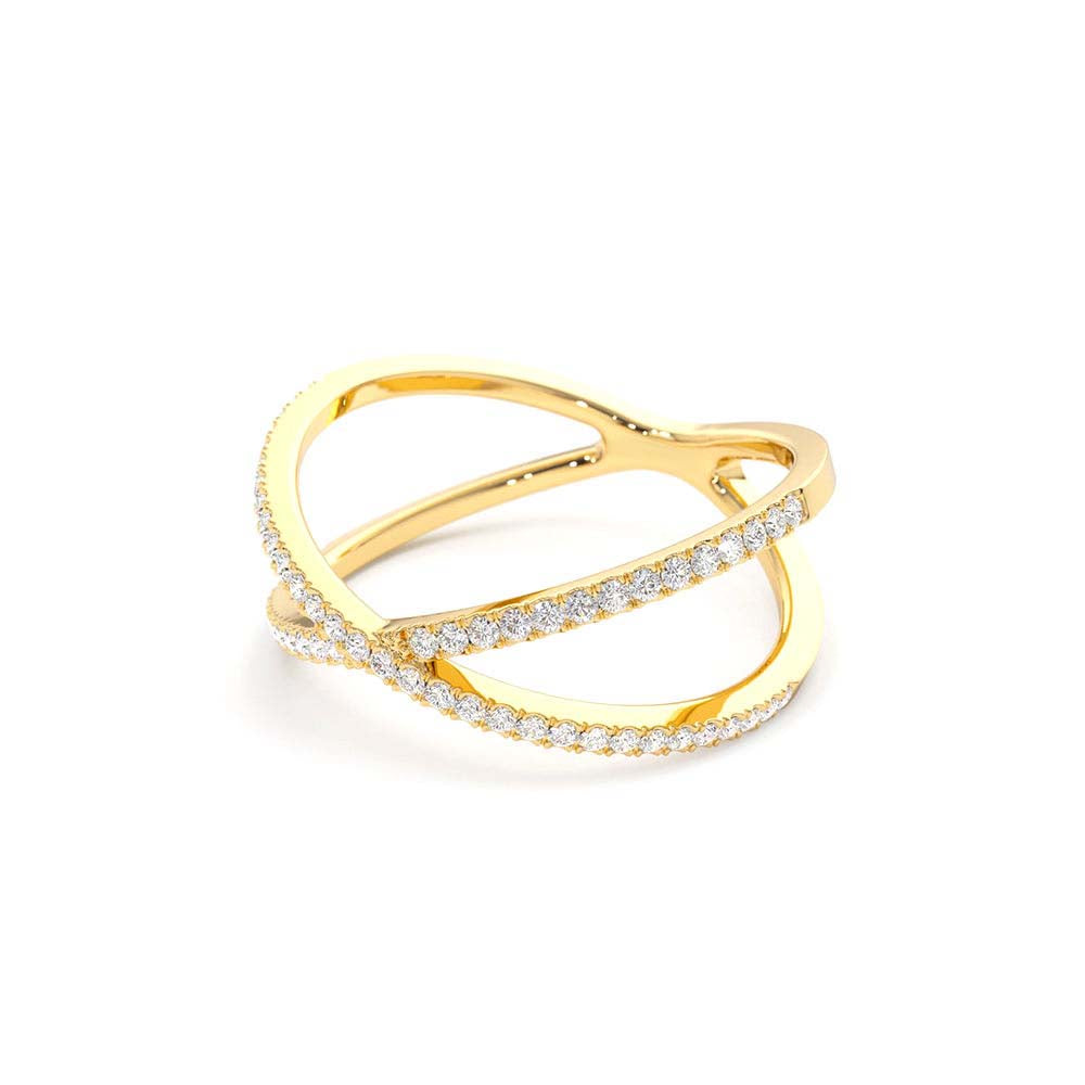 Diamond Criss Cross Pave Ring in 14K Gold — view 2