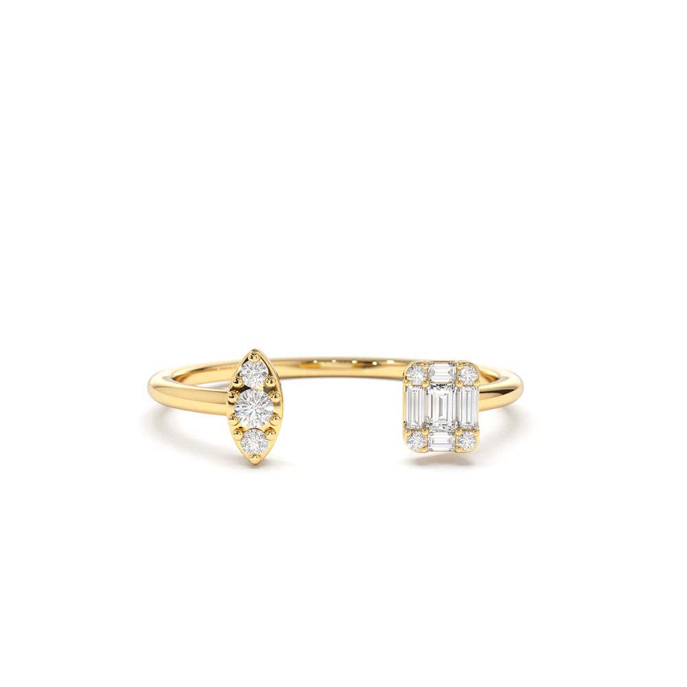 Diamond Baguette Cuff Ring in 14K Gold — view 1