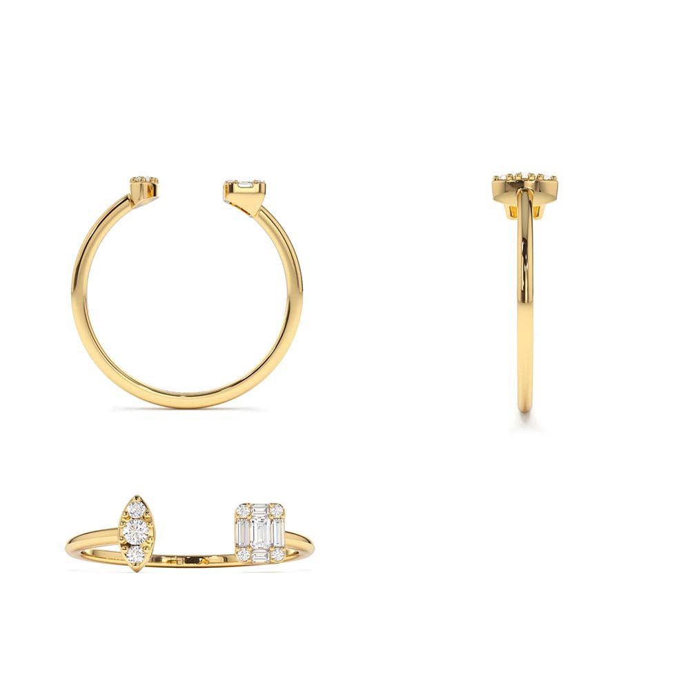 Diamond Baguette Cuff Ring in 14K Gold — view 3