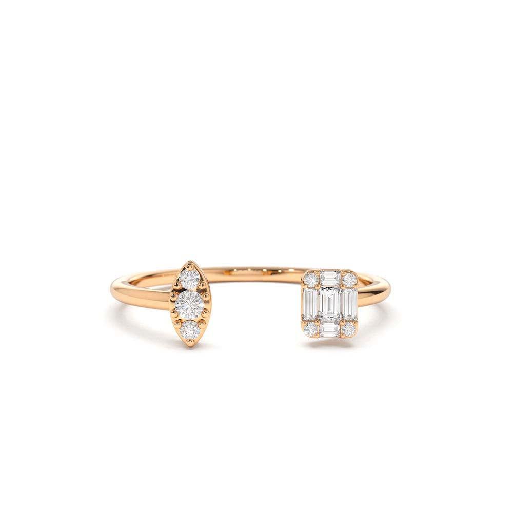 Diamond Baguette Cuff Ring in 14K Gold — view 5