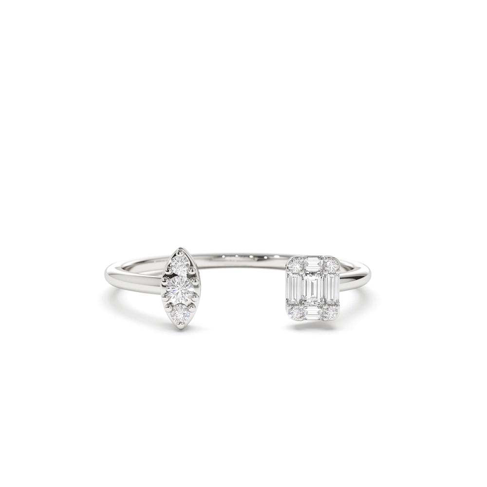 Diamond Baguette Cuff Ring in 14K Gold — view 4