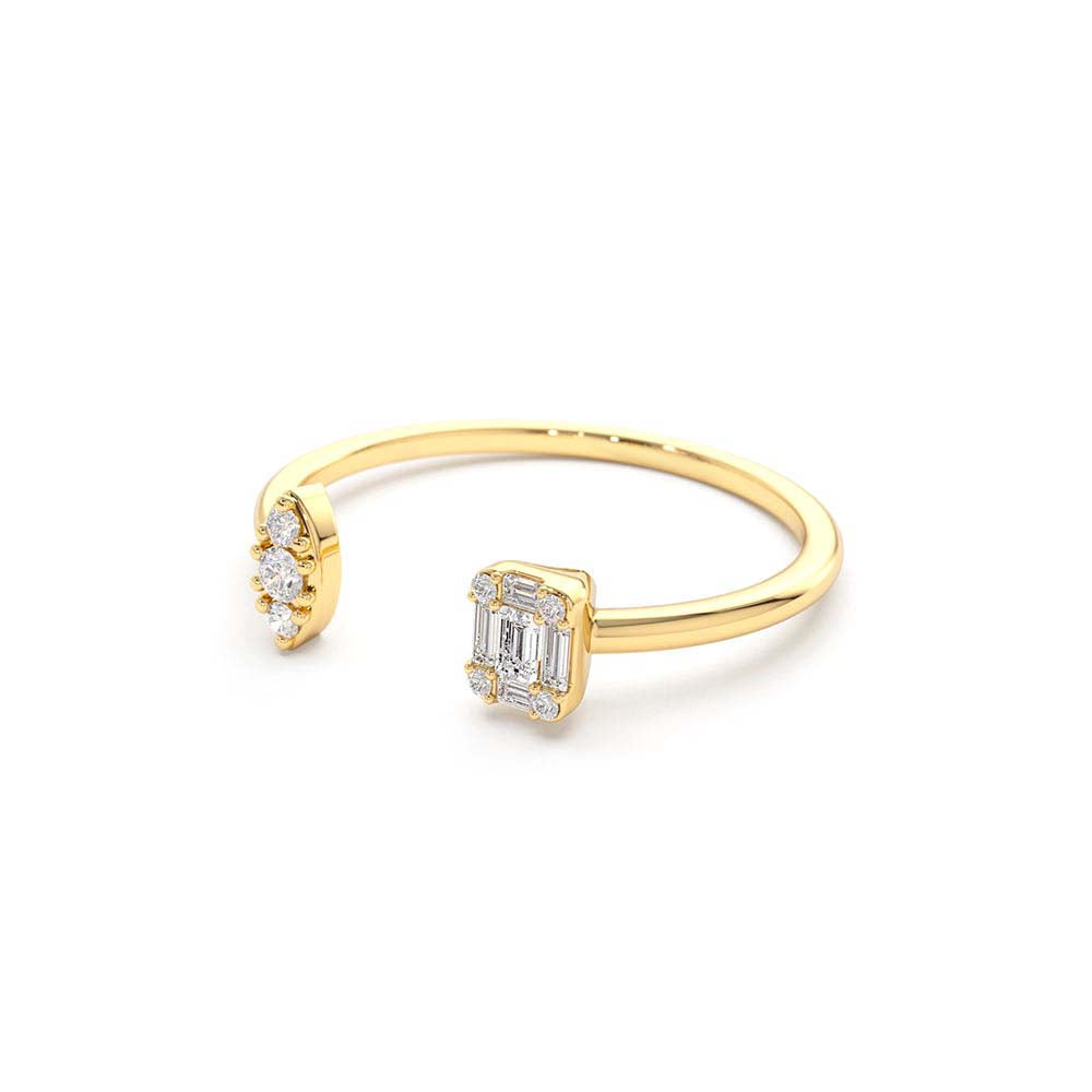 Diamond Baguette Cuff Ring in 14K Gold — view 2