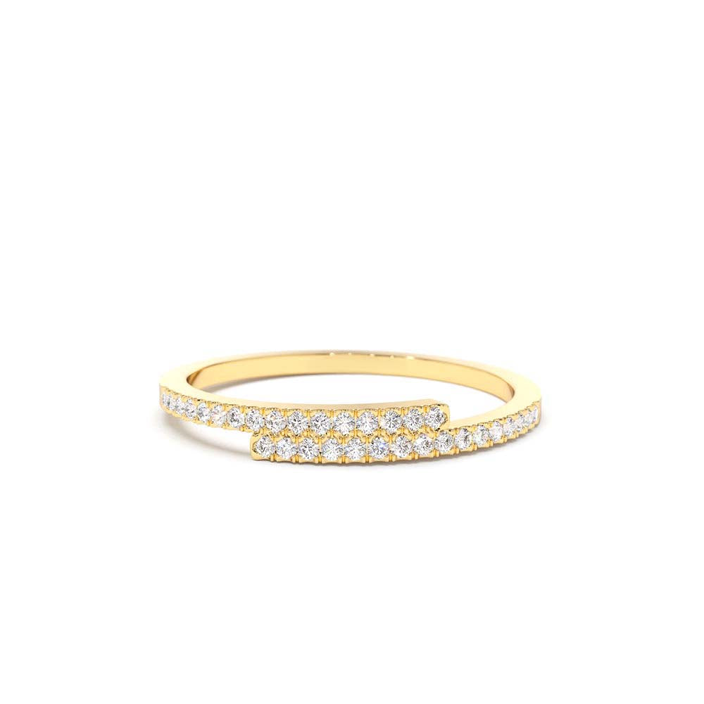 Cross Over Diamond Stackable Ring in 14K Gold — view 1