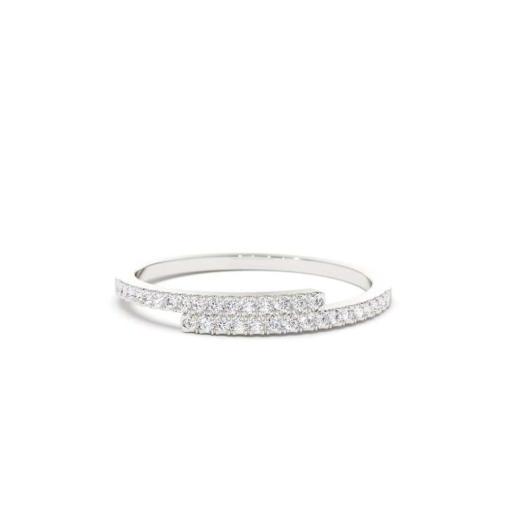 Cross Over Diamond Stackable Ring in 14K Gold — view 3