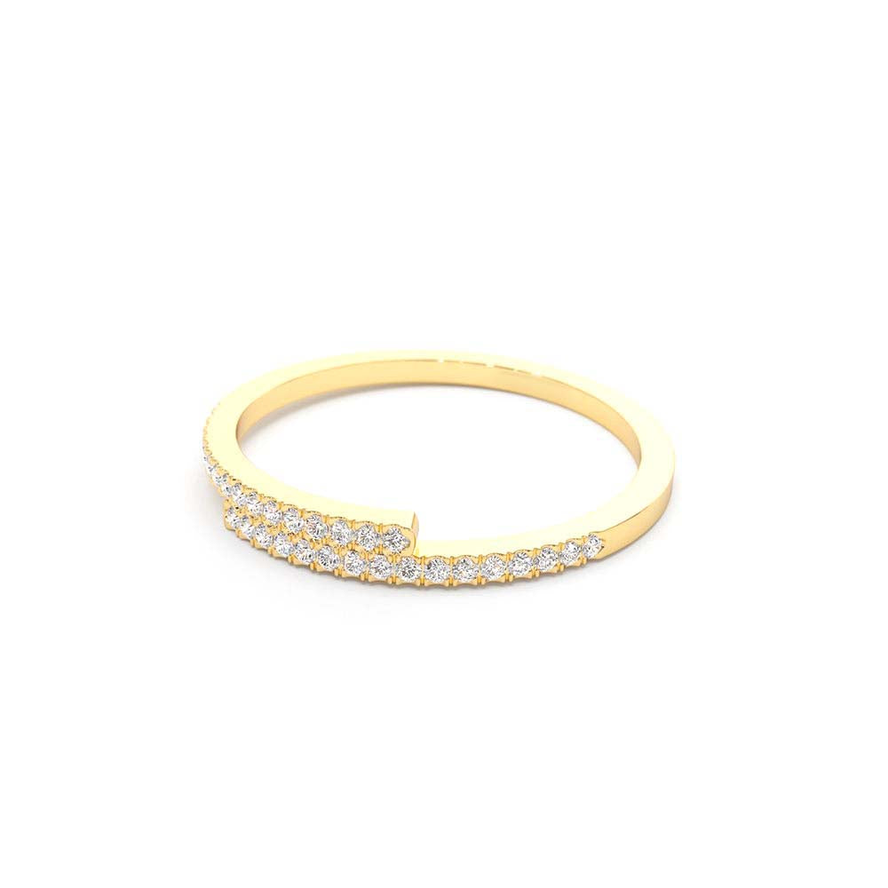 Cross Over Diamond Stackable Ring in 14K Gold — view 4