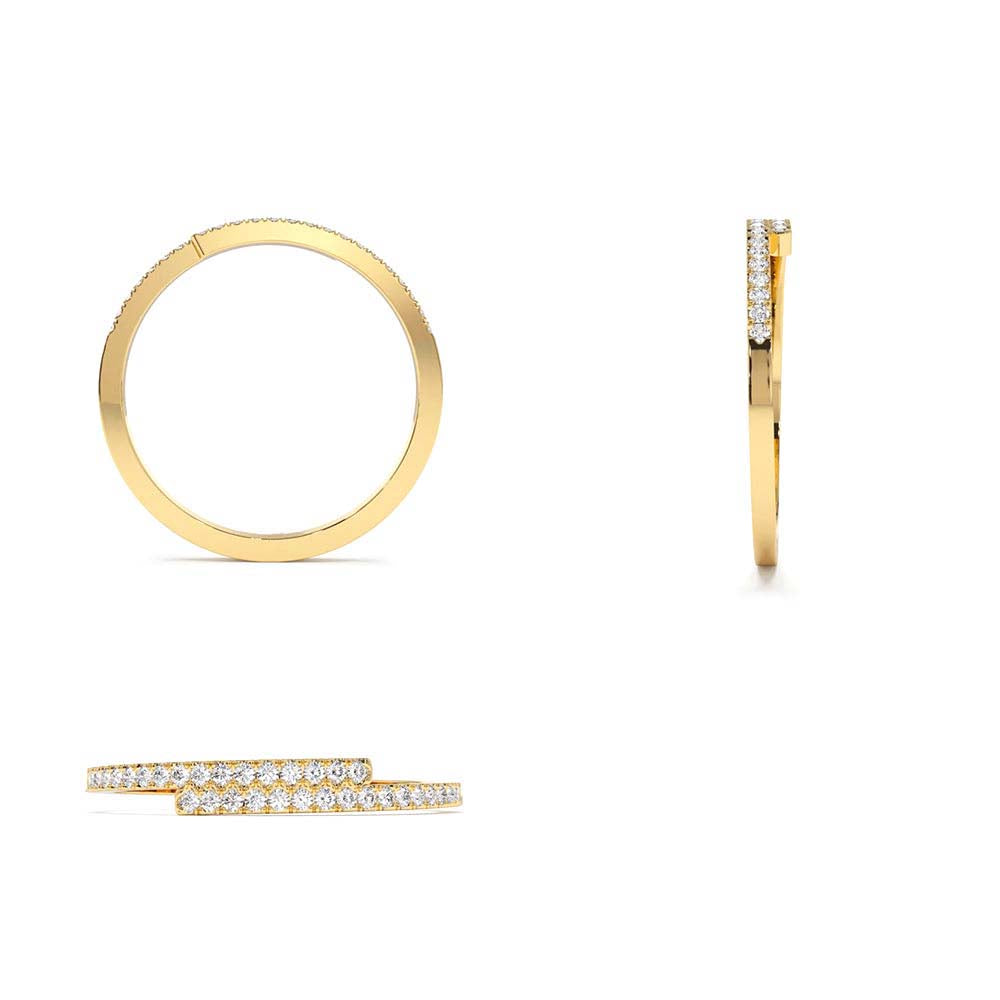 Cross Over Diamond Stackable Ring in 14K Gold — view 5