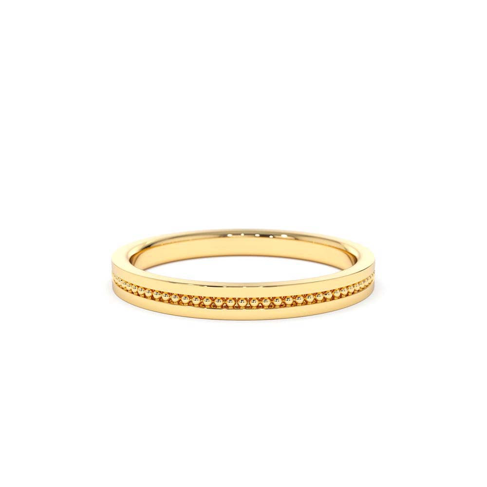 Beaded Stacking Gold Wedding Band in 14K Gold — view 1