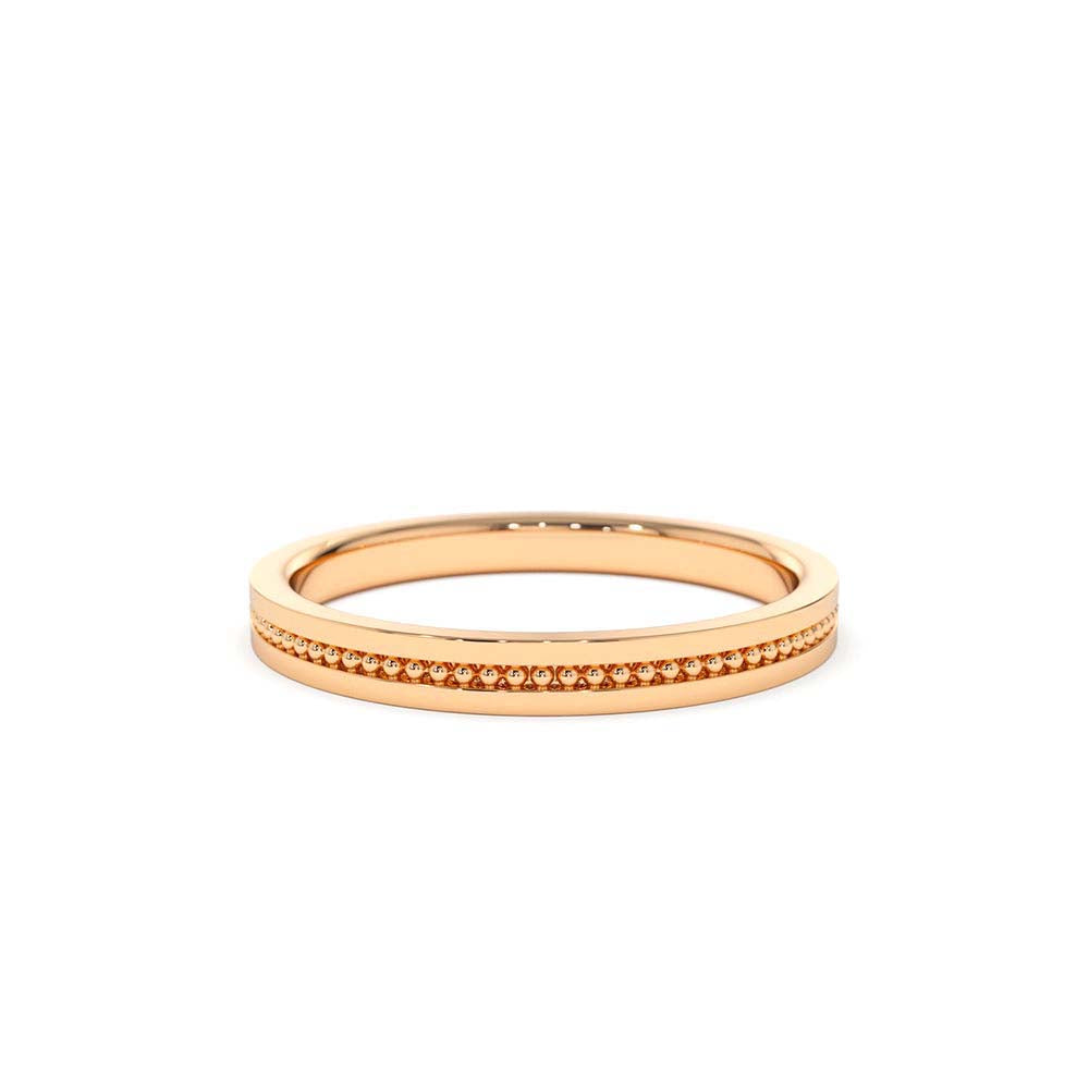 Beaded Stacking Gold Wedding Band in 14K Gold — view 5
