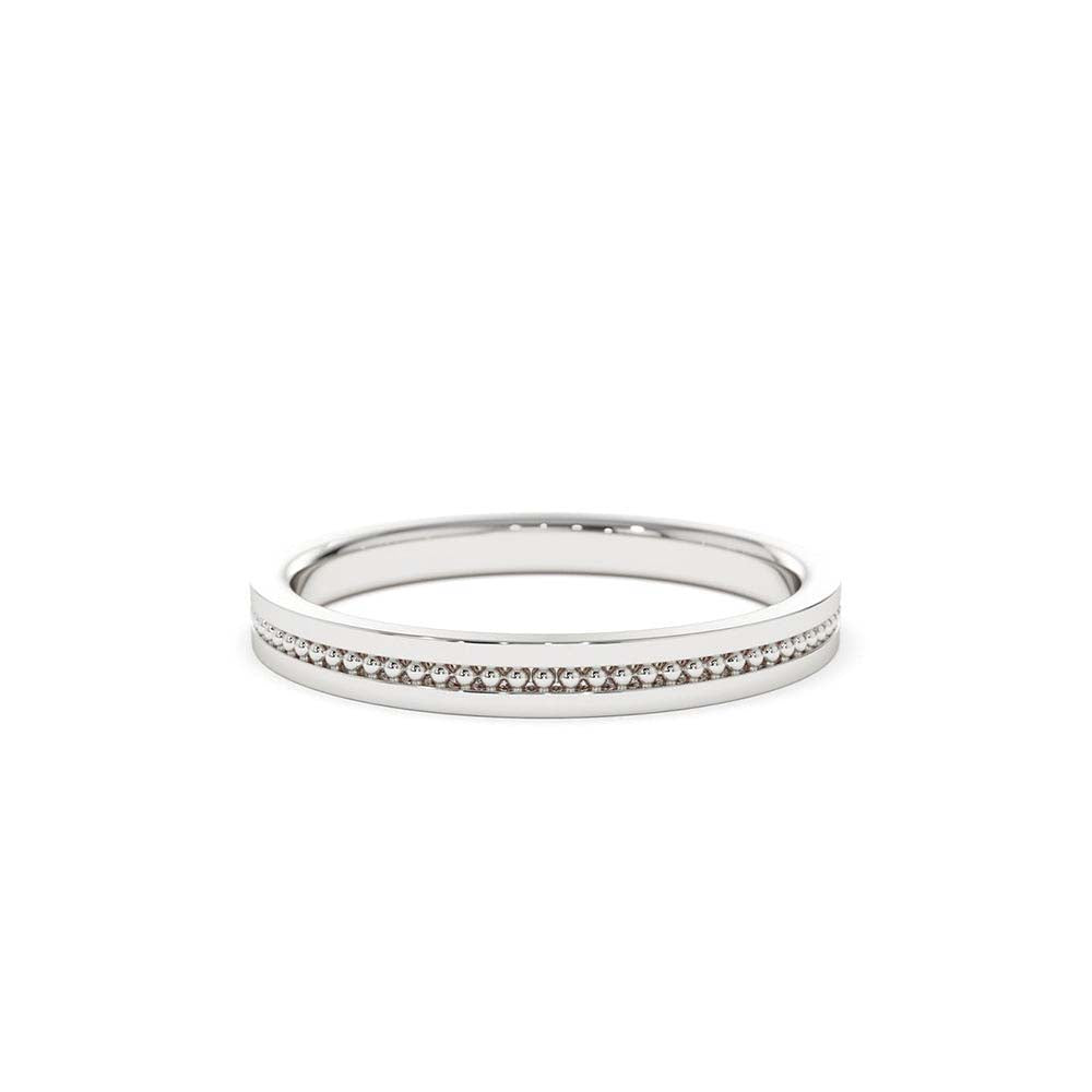 Beaded Stacking Gold Wedding Band in 14K Gold — view 4