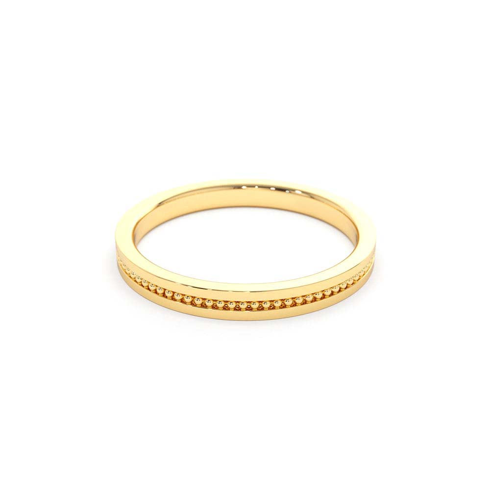 Beaded Stacking Gold Wedding Band in 14K Gold — view 2