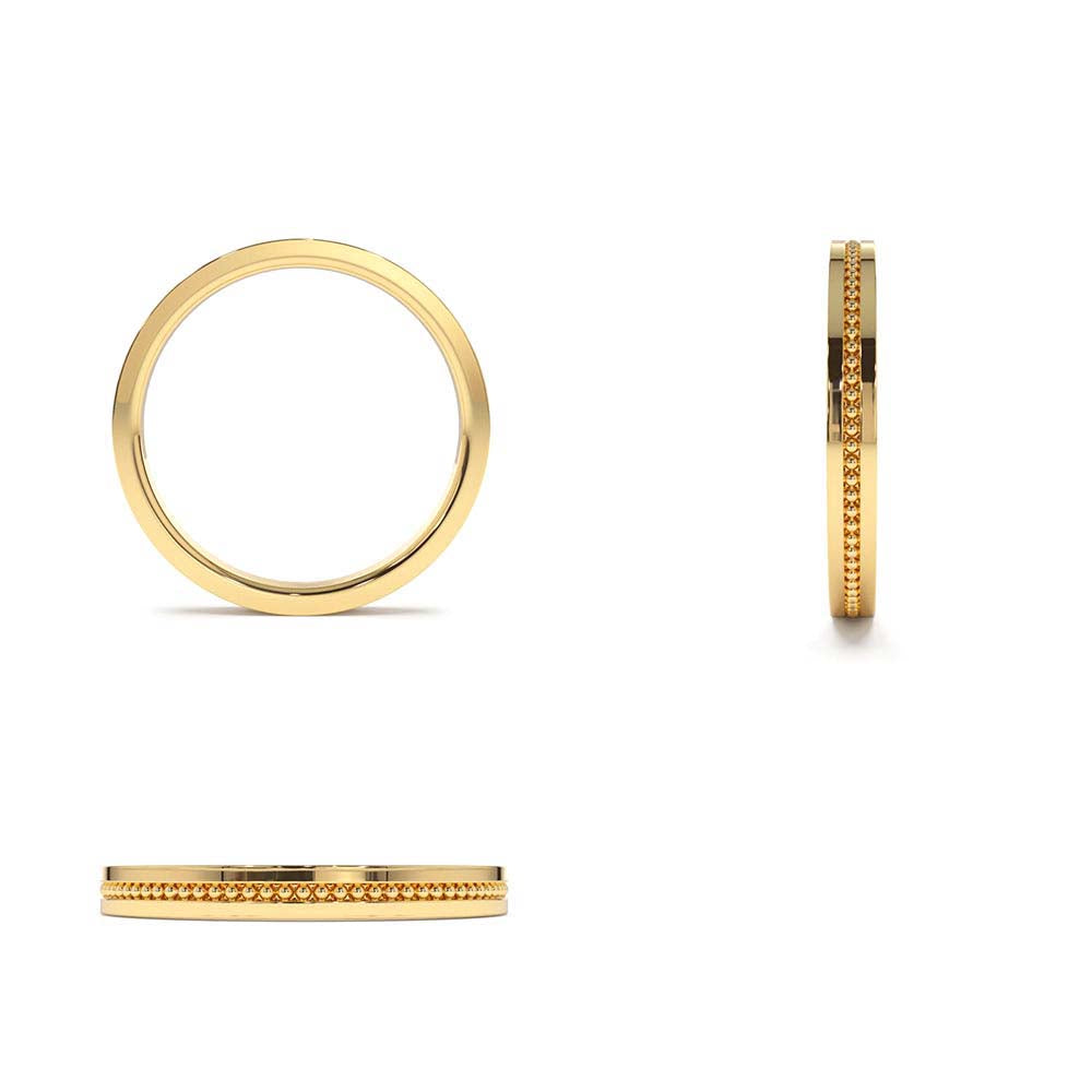 Beaded Stacking Gold Wedding Band in 14K Gold — view 3