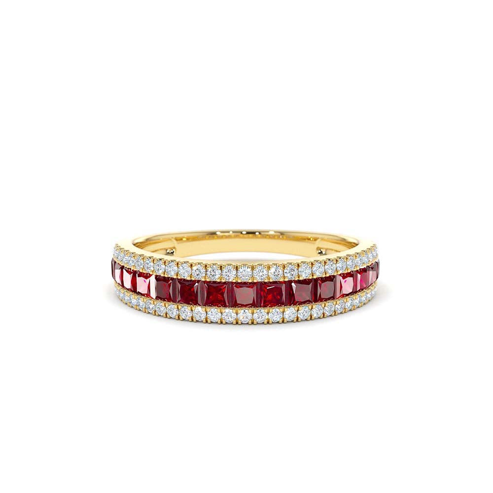 Half Eternity Square Ruby Anniversary Ring in 14K Gold — view 1