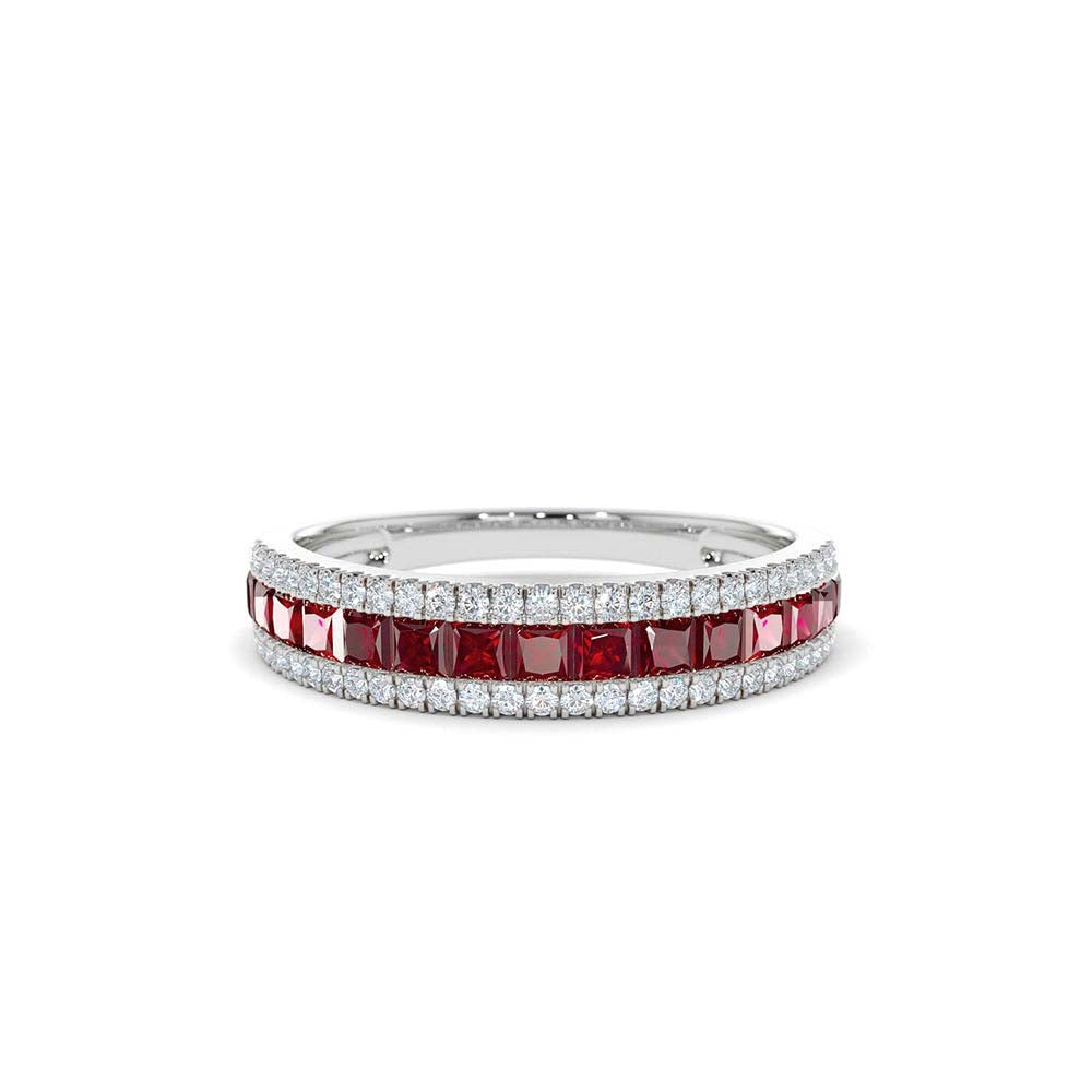 Half Eternity Square Ruby Anniversary Ring in 14K Gold — view 4