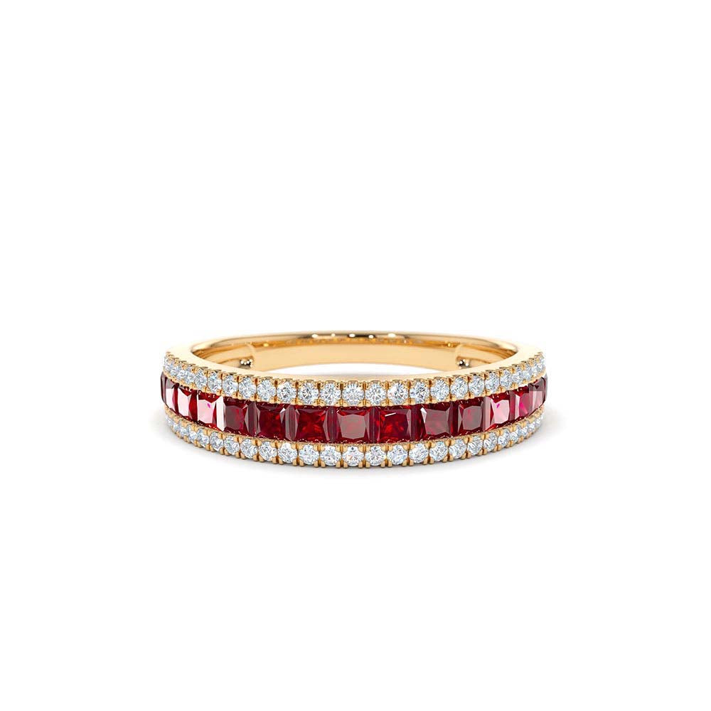 Half Eternity Square Ruby Anniversary Ring in 14K Gold — view 5