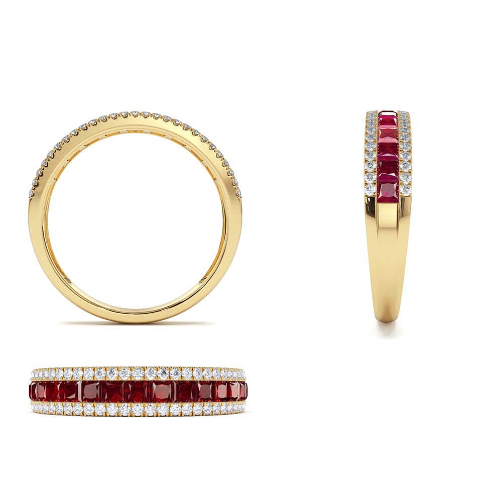 Half Eternity Square Ruby Anniversary Ring in 14K Gold — view 3