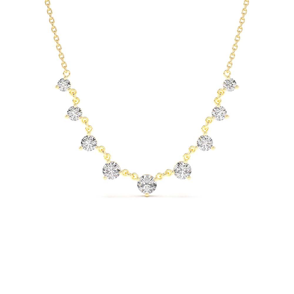 1.05 CTW Solitaire Diamond Graduating Necklace in 14K Gold — view 1