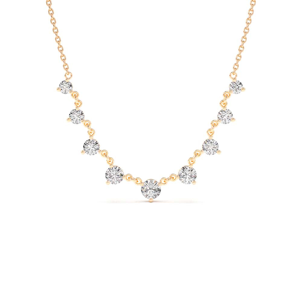 1.05 CTW Solitaire Diamond Graduating Necklace in 14K Gold — view 4