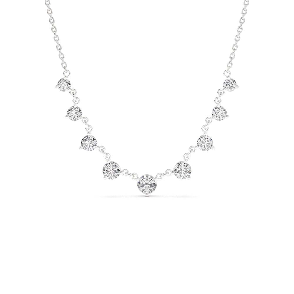 1.05 CTW Solitaire Diamond Graduating Necklace in 14K Gold — view 3