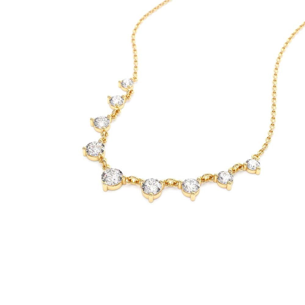 1.05 CTW Solitaire Diamond Graduating Necklace in 14K Gold — view 2
