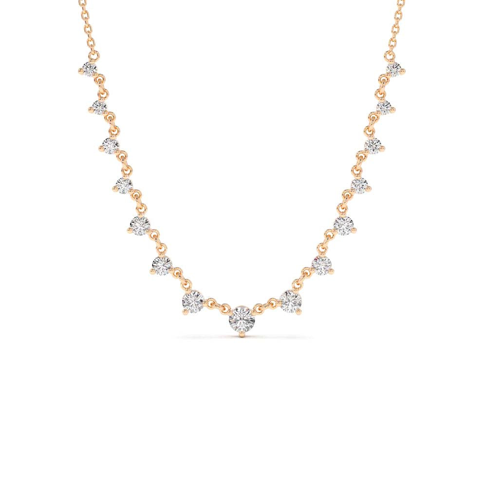 0.85 CTW Solitaire Diamond Graduating Necklace in 14K Gold — view 4