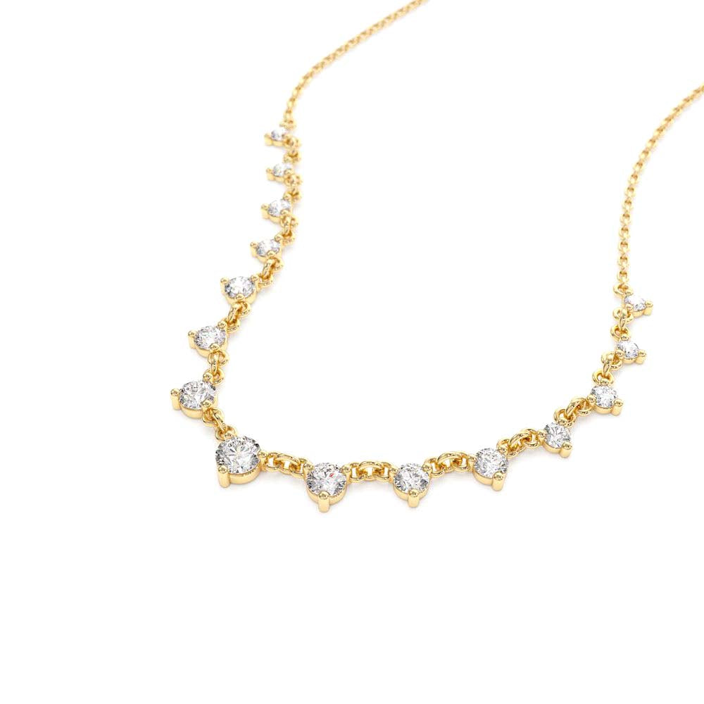 0.85 CTW Solitaire Diamond Graduating Necklace in 14K Gold — view 2