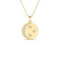 Diamond Moon and Crescent Pendant in 14K Gold — view 1