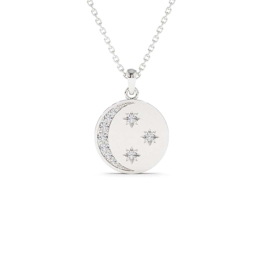 Diamond Moon and Crescent Pendant in 14K Gold — view 3